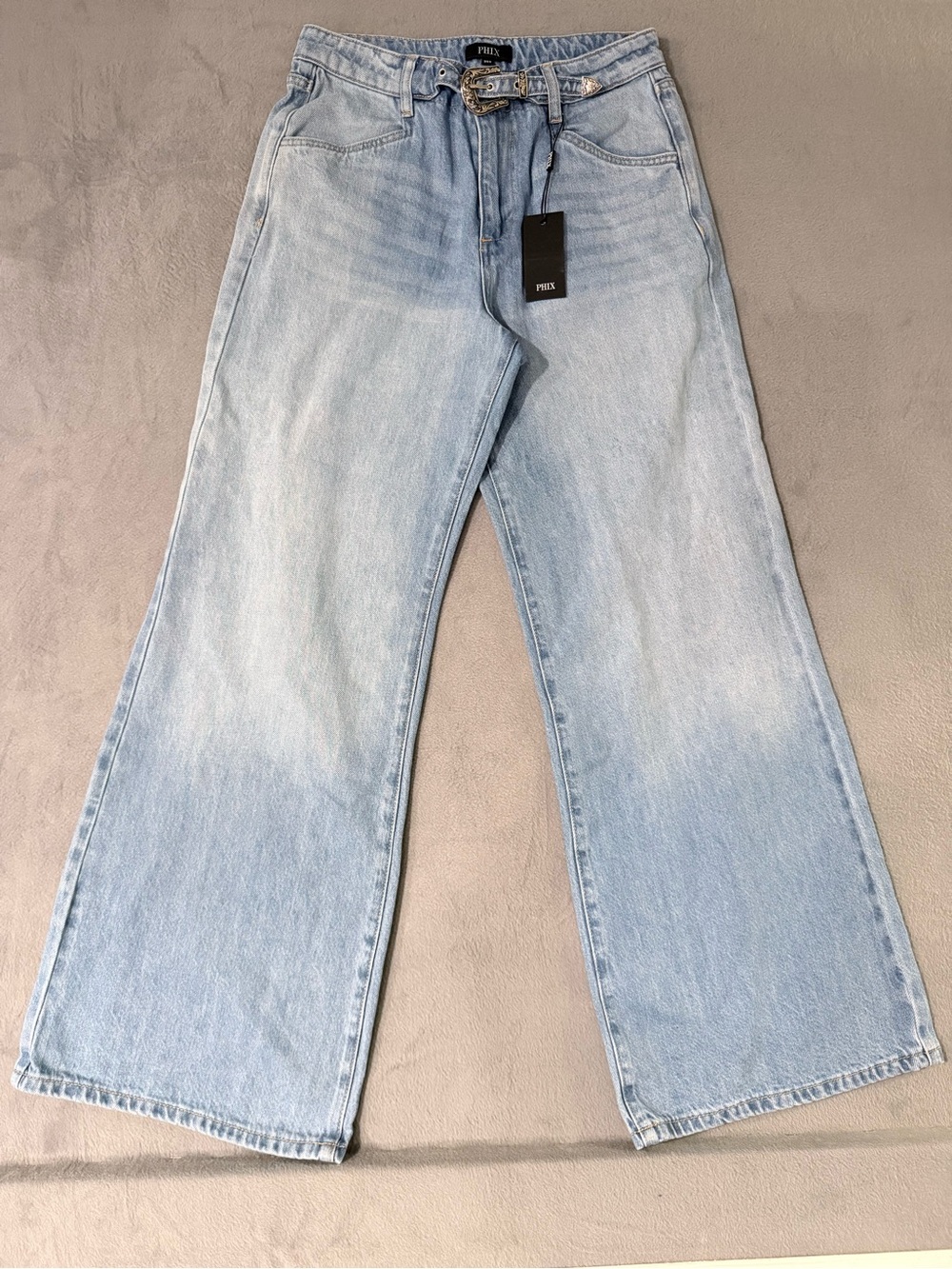 P H I X - Men’s Wide-Leg Light Blue Denim Jeans